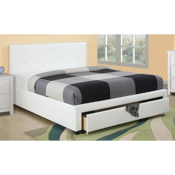 Lit de rangement rembourré Queen Size avec tête de lit capitonnée