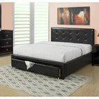 Lit de rangement rembourré Queen Size avec tête de lit capitonnée