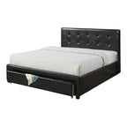 Lit de rangement rembourré Queen Size avec tête de lit capitonnée