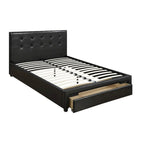 Lit de rangement rembourré Queen Size avec tête de lit capitonnée