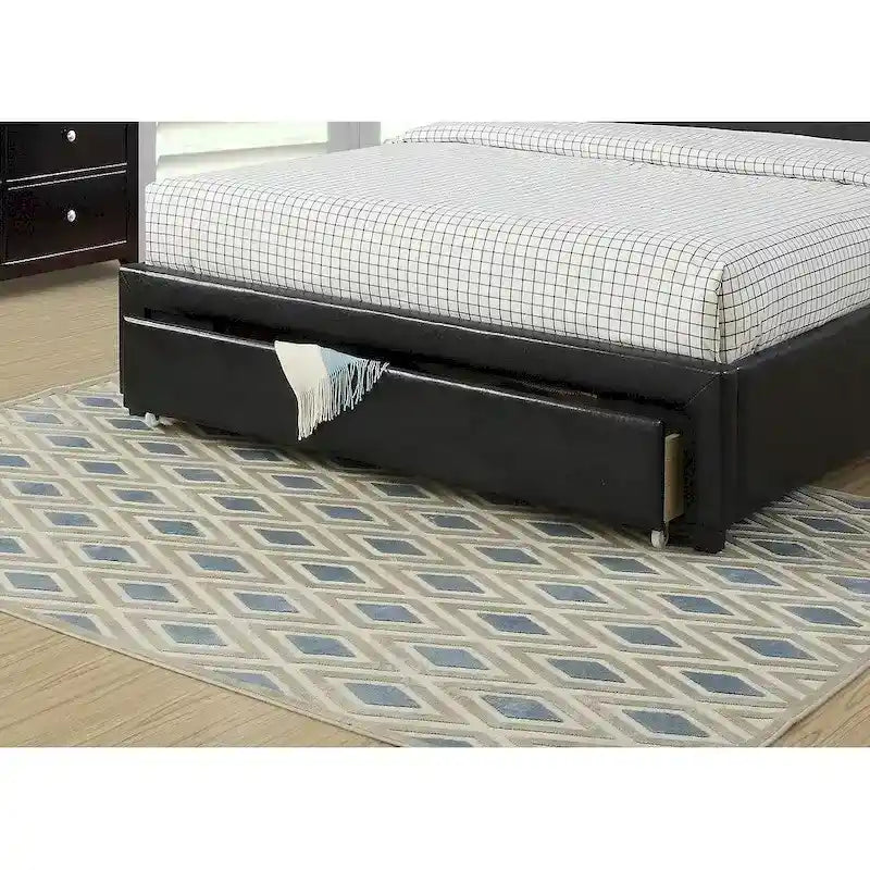 Lit de rangement rembourré Queen Size avec tête de lit capitonnée