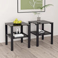 Tables d'appoint carrées en verre trempé, lot de 2 – Noir / Transparent / Blanc