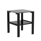 Tables d'appoint carrées en verre trempé, lot de 2 – Noir / Transparent / Blanc