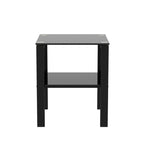 Tables d'appoint carrées en verre trempé, lot de 2 – Noir / Transparent / Blanc