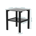Tables d'appoint carrées en verre trempé, lot de 2 – Noir / Transparent / Blanc