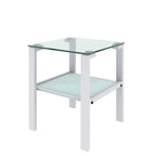 Tables d'appoint carrées en verre trempé, lot de 2 – Noir / Transparent / Blanc