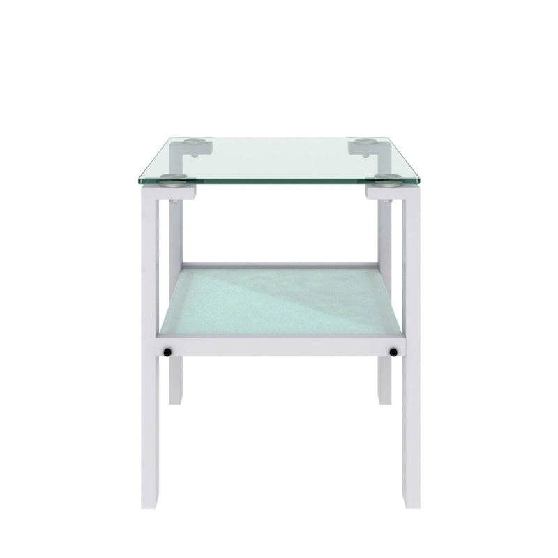Tables d'appoint carrées en verre trempé, lot de 2 – Noir / Transparent / Blanc