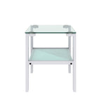 Tables d'appoint carrées en verre trempé, lot de 2 – Noir / Transparent / Blanc