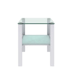 Tables d'appoint carrées en verre trempé, lot de 2 – Noir / Transparent / Blanc