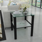 Tables d'appoint carrées en verre trempé, lot de 2 – Noir / Transparent / Blanc