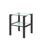 Tables d'appoint carrées en verre trempé, lot de 2 – Noir / Transparent / Blanc