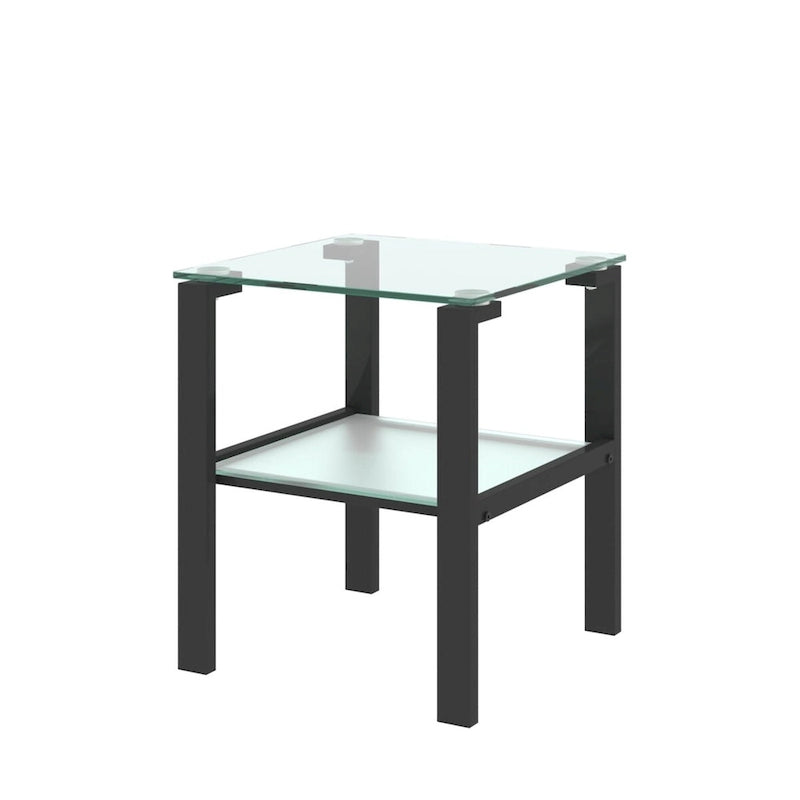 Tables d'appoint carrées en verre trempé, lot de 2 – Noir / Transparent / Blanc