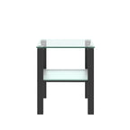 Tables d'appoint carrées en verre trempé, lot de 2 – Noir / Transparent / Blanc