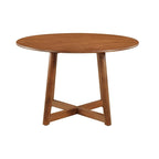 Table à manger ronde avec piètement ajouré, finition noyer