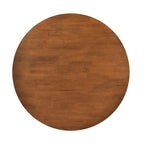 Table à manger ronde avec piètement ajouré, finition noyer
