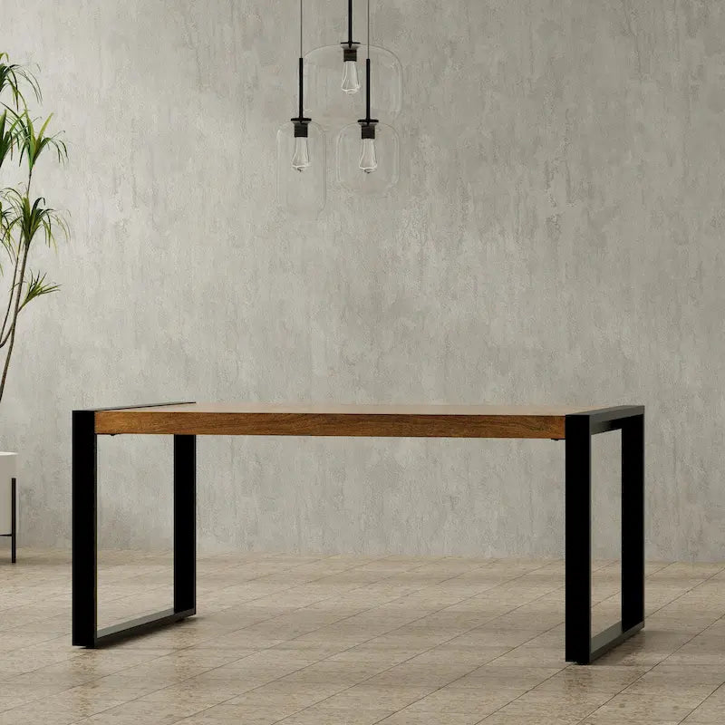 Table de salle à manger rectangulaire moderne industrielle de 66 x 40 pouces