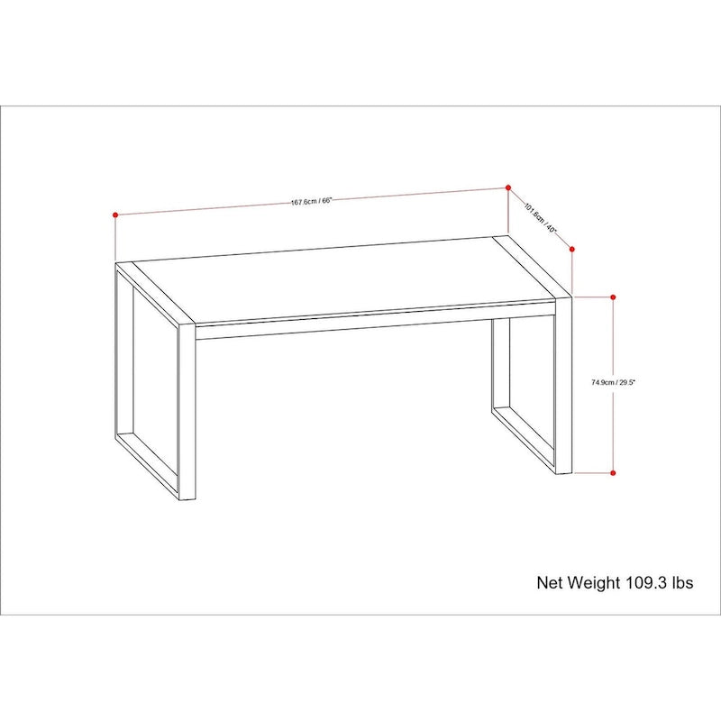 Table de salle à manger rectangulaire moderne industrielle de 66 x 40 pouces
