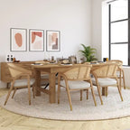 Chaise de salle à manger en rotin tressé avec dossier en cannage et assise rembourrée