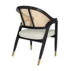Chaise de salle à manger en rotin tressé avec dossier en cannage et assise rembourrée