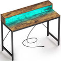 Bureau d'ordinateur de 99 cm avec éclairage LED et multiprise