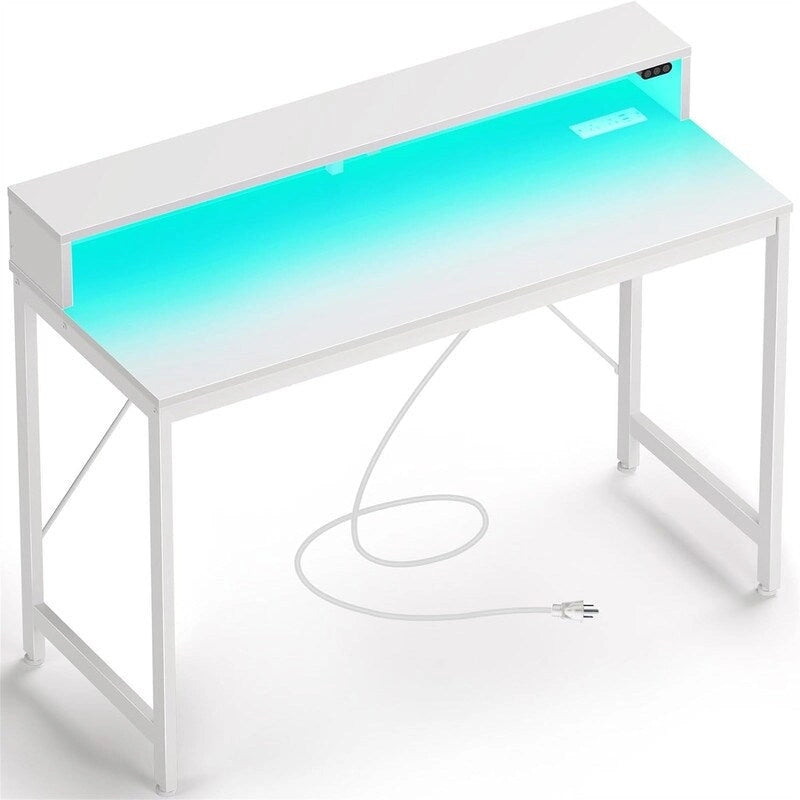 Bureau d'ordinateur de 99 cm avec éclairage LED et multiprise