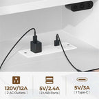 Bureau d'ordinateur de 99 cm avec éclairage LED et multiprise