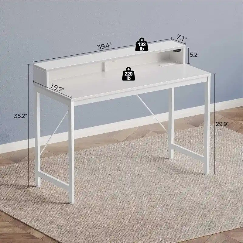 Bureau d'ordinateur de 99 cm avec éclairage LED et multiprise