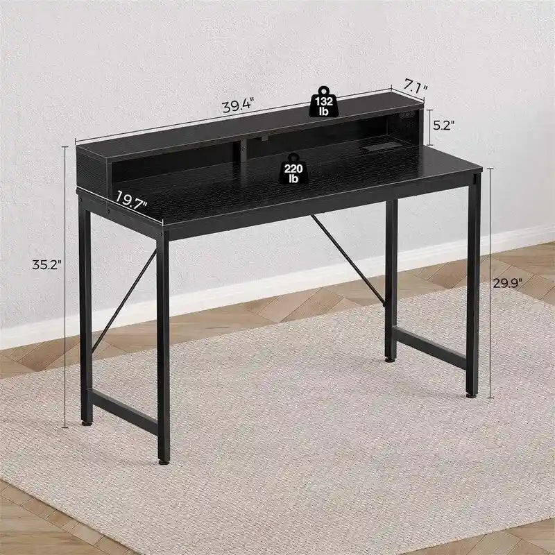 Bureau d'ordinateur de 99 cm avec éclairage LED et multiprise