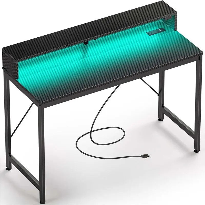 Bureau d'ordinateur de 99 cm avec éclairage LED et multiprise