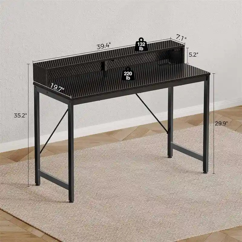Bureau d'ordinateur de 99 cm avec éclairage LED et multiprise