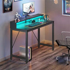 Bureau d'ordinateur de 99 cm avec éclairage LED et multiprise