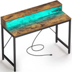 Bureau d'ordinateur de 99 cm avec éclairage LED et multiprise