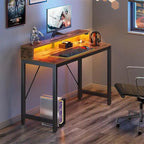 Bureau d'ordinateur de 99 cm avec éclairage LED et multiprise