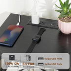 Table de chevet avec station de recharge et 2 tiroirs en tissu