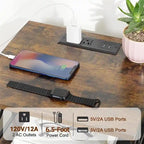 Table de chevet avec station de recharge et 2 tiroirs en tissu