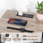Table de chevet avec station de recharge et 2 tiroirs en tissu