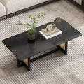 Table basse en bois massif et rotin