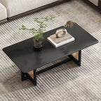 Table basse en bois massif et rotin