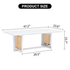 Table basse en bois massif et rotin