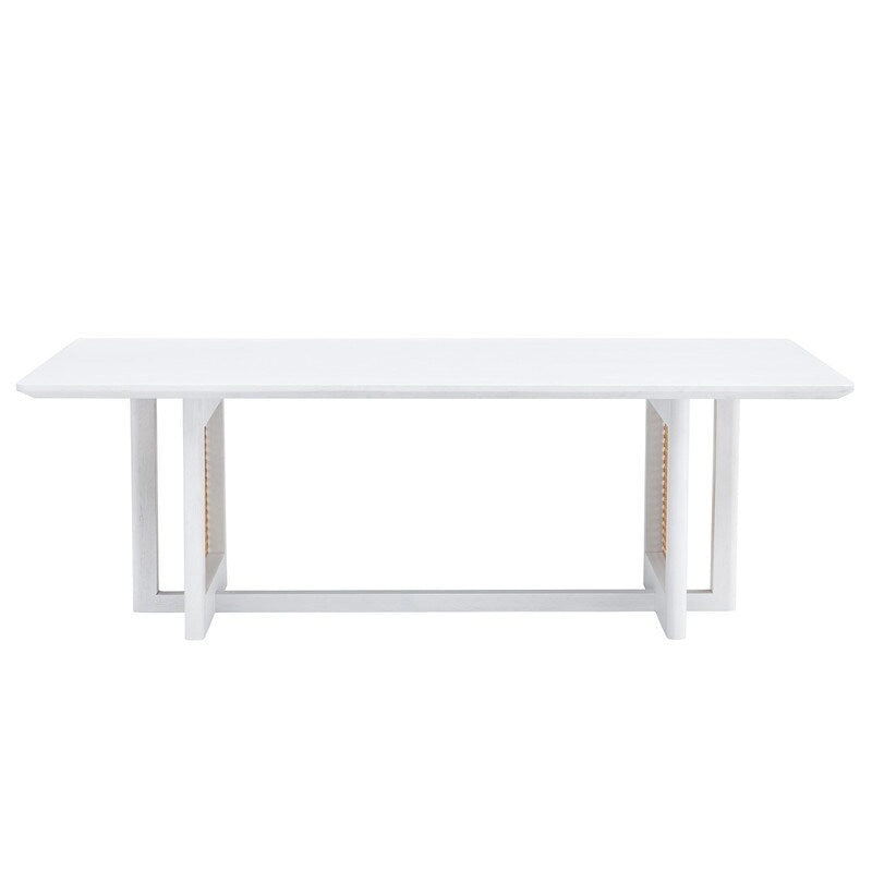 Table basse en bois massif et rotin