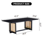 Table basse en bois massif et rotin