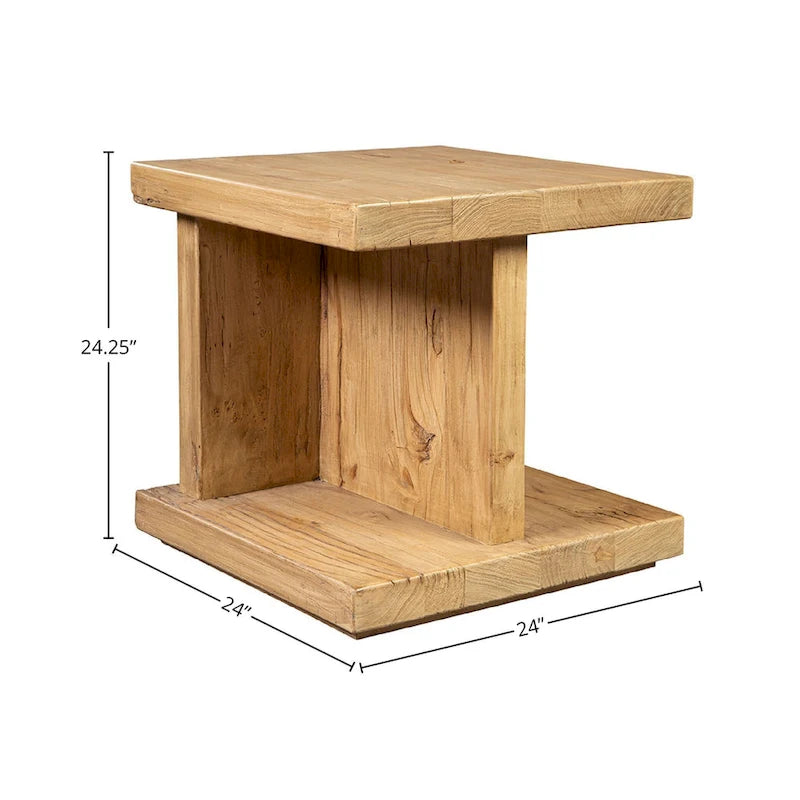 Table d'appoint en orme recyclé, naturel