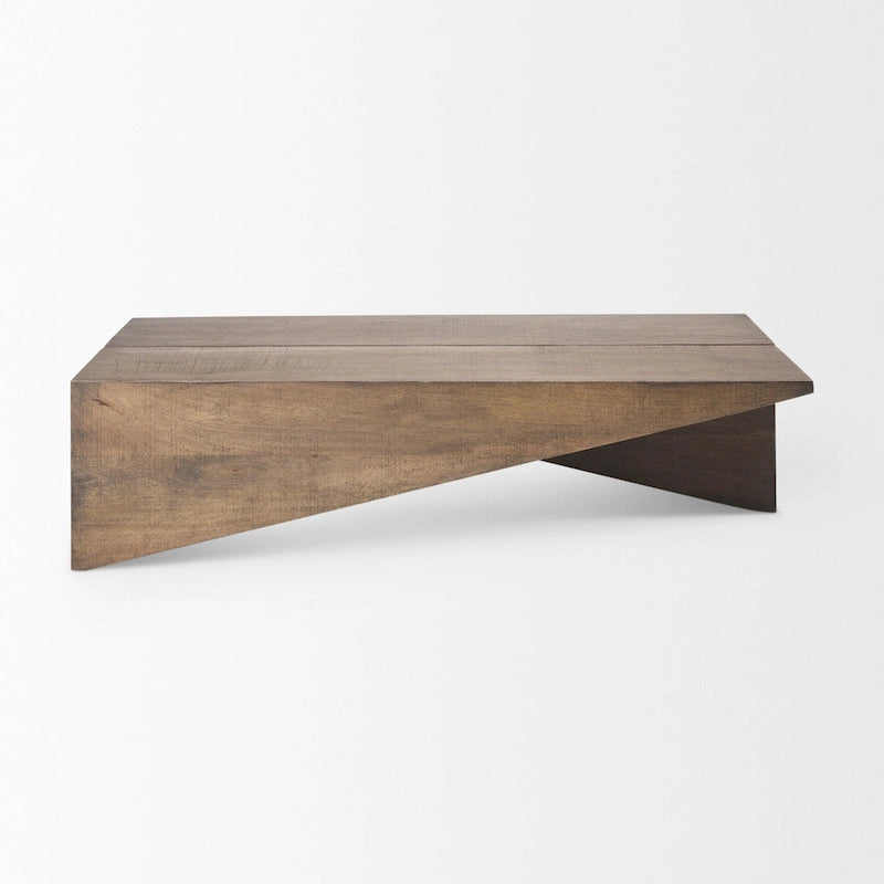 Table basse angulaire en bois massif brun moyen - 58,5L x 19l x 19H