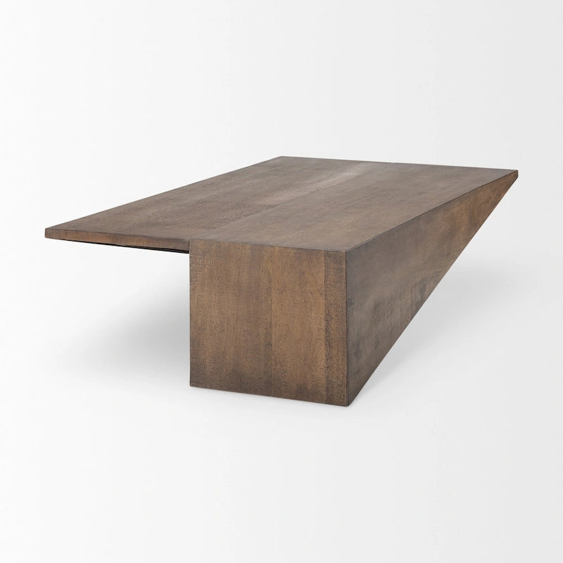 Table basse angulaire en bois massif brun moyen - 58,5L x 19l x 19H