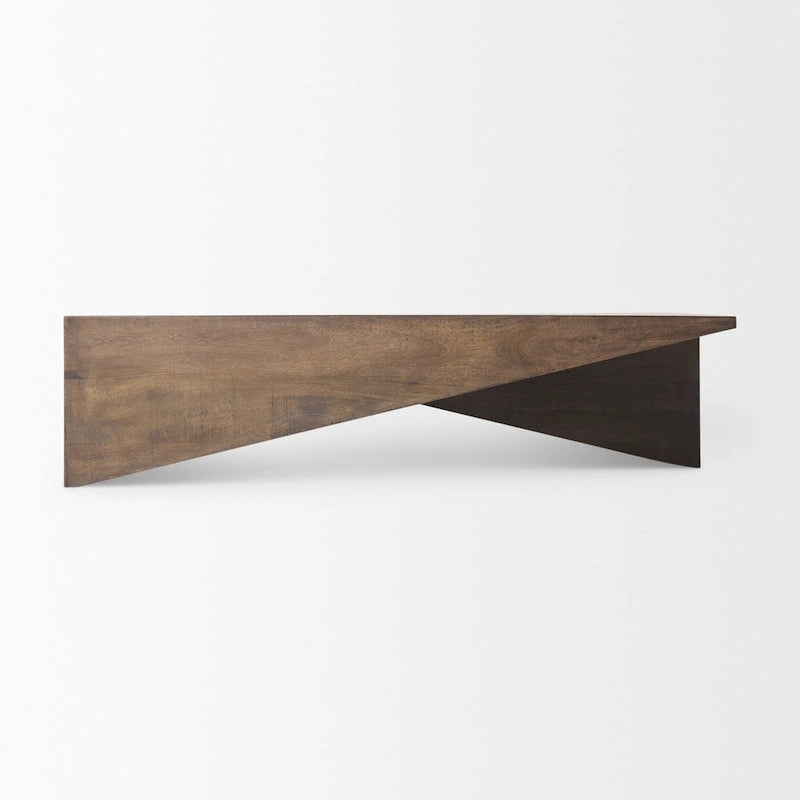 Table basse angulaire en bois massif brun moyen - 58,5L x 19l x 19H
