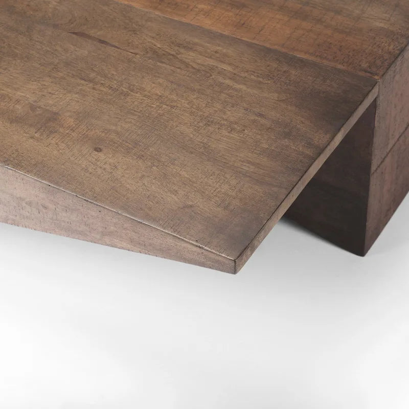 Table basse angulaire en bois massif brun moyen - 58,5L x 19l x 19H