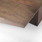 Table basse angulaire en bois massif brun moyen - 58,5L x 19l x 19H