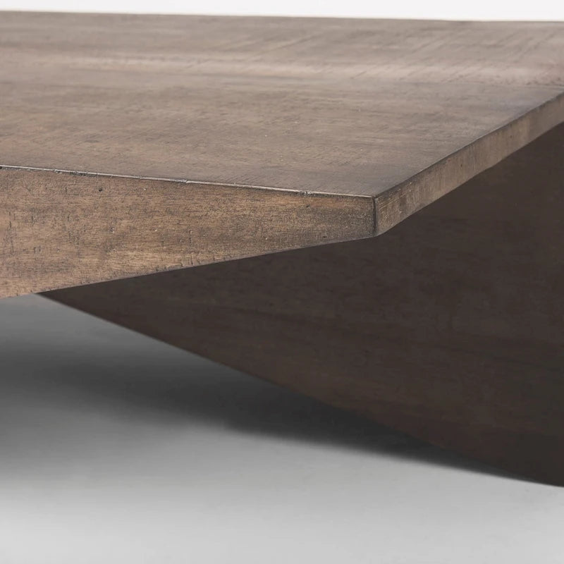 Table basse angulaire en bois massif brun moyen - 58,5L x 19l x 19H