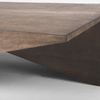 Table basse angulaire en bois massif brun moyen - 58,5L x 19l x 19H