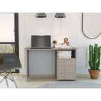 Bureau d'ordinateur avec 3 tiroirs et 1 étagère, 120 cm, Gris